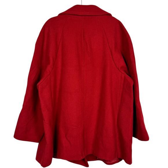 New Roaman's Red Classic Wool Blend Flare Out Pea Coat Sz 2X 26/28 Formal Preppy - Picture 3 of 11
